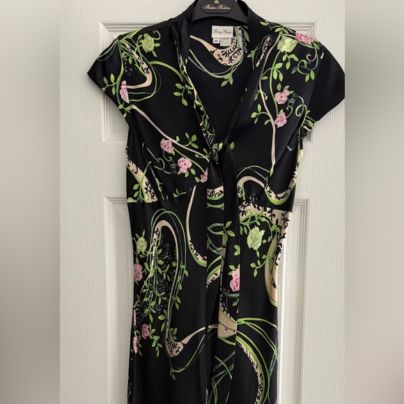 Silk Floral Black Maxi Dress - Picture 4 of 6